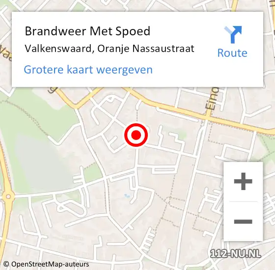 Locatie op kaart van de 112 melding: Brandweer Met Spoed Naar Valkenswaard, Oranje Nassaustraat op 28 juni 2021 17:13