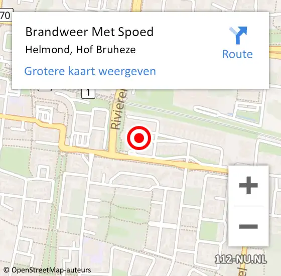 Locatie op kaart van de 112 melding: Brandweer Met Spoed Naar Helmond, Hof Bruheze op 28 juni 2021 18:27