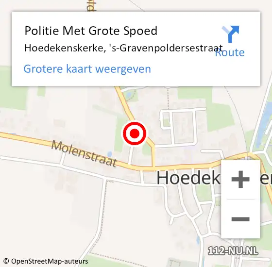 Locatie op kaart van de 112 melding: Politie Met Grote Spoed Naar Hoedekenskerke, 's-Gravenpoldersestraat op 28 juni 2021 19:12