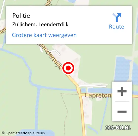 Locatie op kaart van de 112 melding: Politie Zuilichem, Leendertdijk op 28 juni 2021 19:42