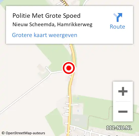 Locatie op kaart van de 112 melding: Politie Met Grote Spoed Naar Nieuw Scheemda, Hamrikkerweg op 28 juni 2021 20:30