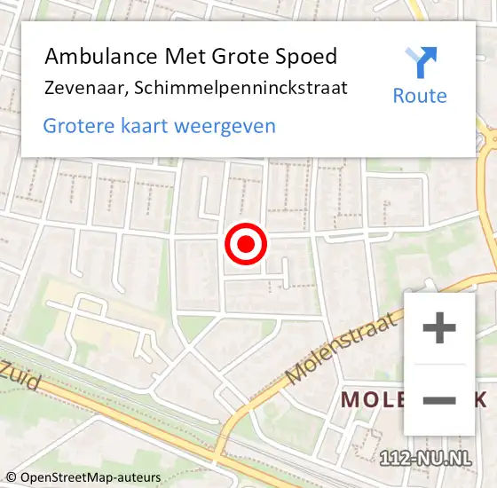 Locatie op kaart van de 112 melding: Ambulance Met Grote Spoed Naar Zevenaar, Schimmelpenninckstraat op 28 juni 2021 21:15