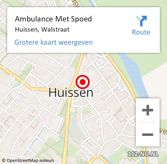 Locatie op kaart van de 112 melding: Ambulance Met Spoed Naar Huissen, Walstraat op 28 juni 2021 23:28