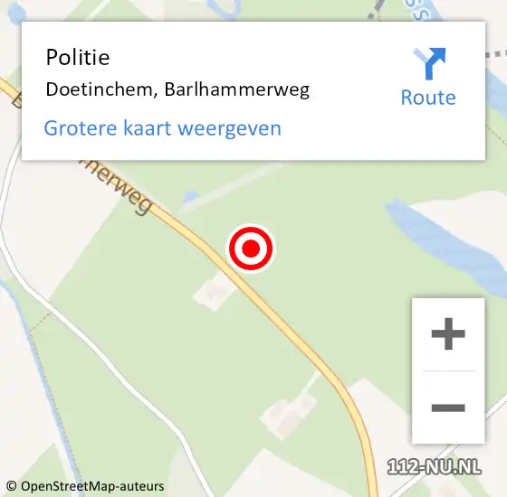 Locatie op kaart van de 112 melding: Politie Doetinchem, Barlhammerweg op 29 juni 2021 06:39