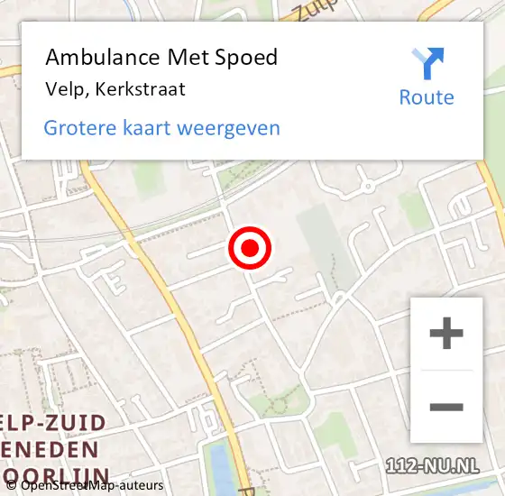Locatie op kaart van de 112 melding: Ambulance Met Spoed Naar Velp, Kerkstraat op 29 juni 2021 10:00