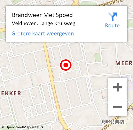Locatie op kaart van de 112 melding: Brandweer Met Spoed Naar Veldhoven, Lange Kruisweg op 29 juni 2021 10:05