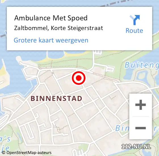 Locatie op kaart van de 112 melding: Ambulance Met Spoed Naar Zaltbommel, Korte Steigerstraat op 29 juni 2021 11:00