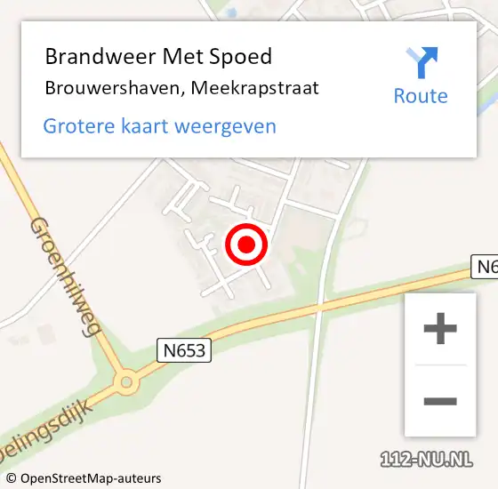 Locatie op kaart van de 112 melding: Brandweer Met Spoed Naar Brouwershaven, Meekrapstraat op 29 juni 2021 11:06