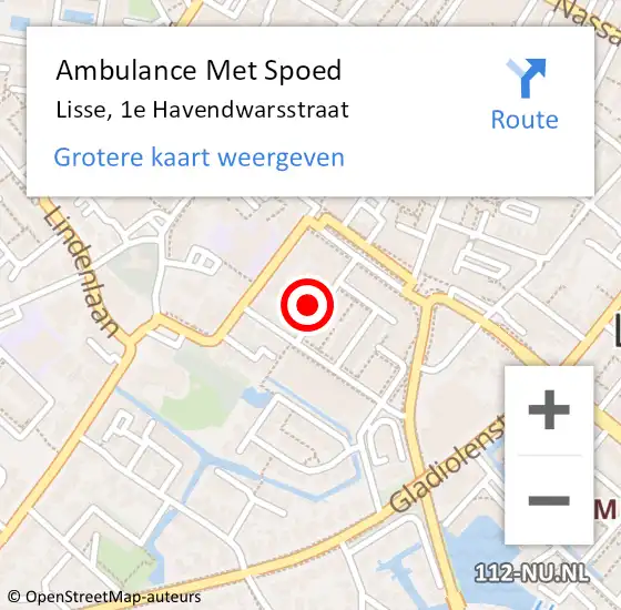 Locatie op kaart van de 112 melding: Ambulance Met Spoed Naar Lisse, 1e Havendwarsstraat op 29 juni 2021 12:08