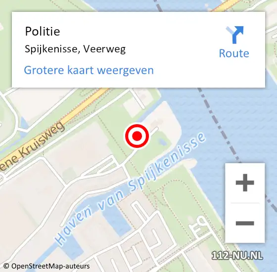 Locatie op kaart van de 112 melding: Politie Spijkenisse, Veerweg op 29 juni 2021 14:14