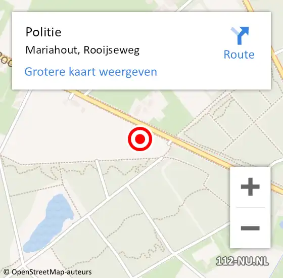 Locatie op kaart van de 112 melding: Politie Mariahout, Rooijseweg op 29 juni 2021 16:19