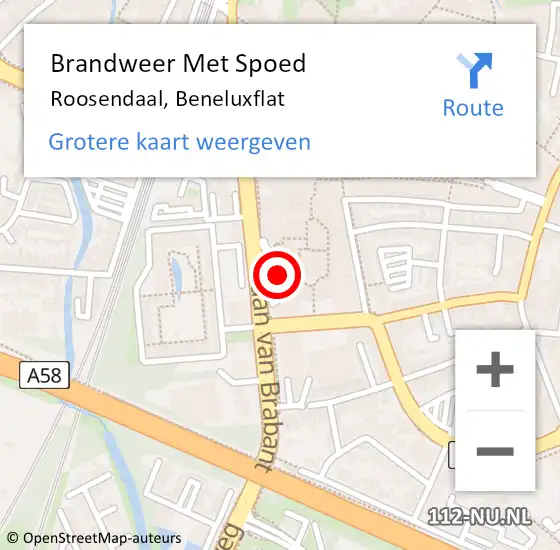 Locatie op kaart van de 112 melding: Brandweer Met Spoed Naar Roosendaal, Beneluxflat op 29 juni 2021 17:51