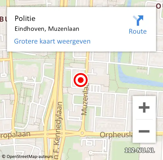 Locatie op kaart van de 112 melding: Politie Eindhoven, Muzenlaan op 29 juni 2021 21:31