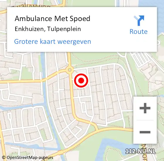 Locatie op kaart van de 112 melding: Ambulance Met Spoed Naar Enkhuizen, Tulpenplein op 29 juni 2021 22:56