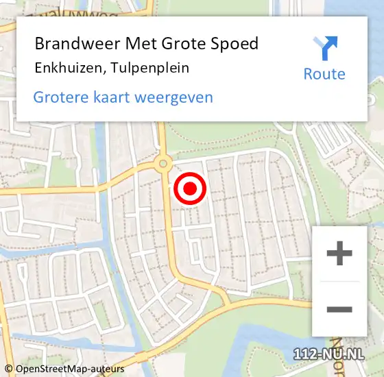 Locatie op kaart van de 112 melding: Brandweer Met Grote Spoed Naar Enkhuizen, Tulpenplein op 29 juni 2021 23:00