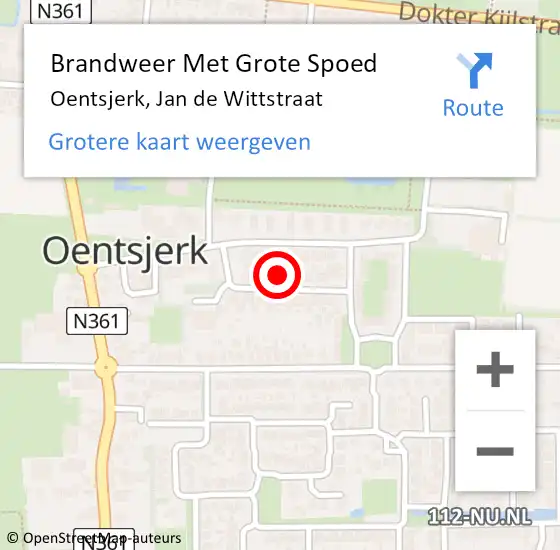 Locatie op kaart van de 112 melding: Brandweer Met Grote Spoed Naar Oentsjerk, Jan de Wittstraat op 30 juni 2021 02:49