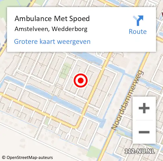 Locatie op kaart van de 112 melding: Ambulance Met Spoed Naar Amstelveen, Wedderborg op 30 juni 2021 03:37