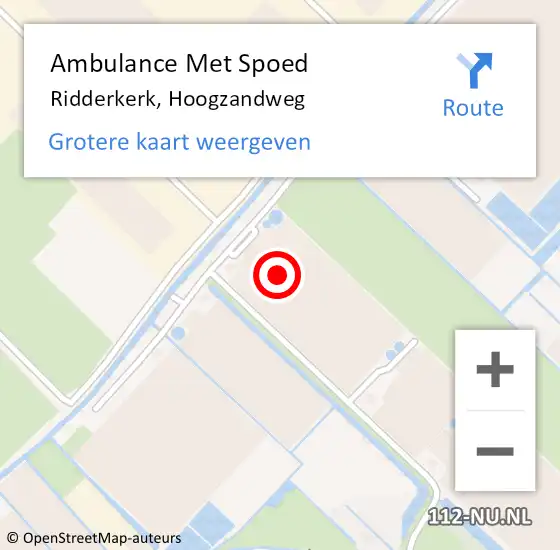 Locatie op kaart van de 112 melding: Ambulance Met Spoed Naar Ridderkerk, Hoogzandweg op 30 juni 2021 09:41