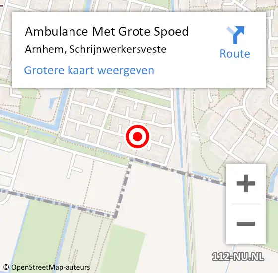 Locatie op kaart van de 112 melding: Ambulance Met Grote Spoed Naar Arnhem, Schrijnwerkersveste op 30 juni 2021 10:53