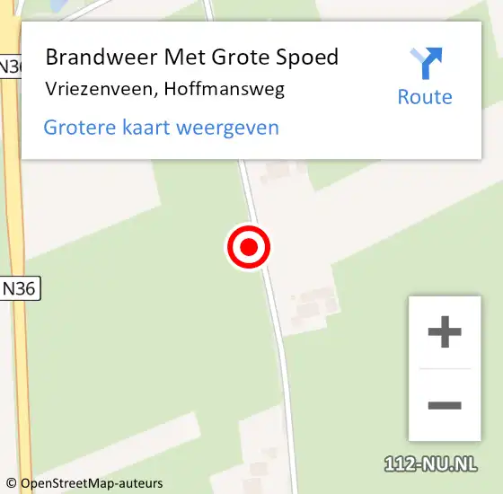 Locatie op kaart van de 112 melding: Brandweer Met Grote Spoed Naar Vriezenveen, Hoffmansweg op 30 juni 2021 11:03