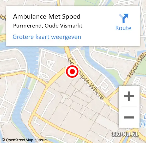 Locatie op kaart van de 112 melding: Ambulance Met Spoed Naar Purmerend, Oude Vismarkt op 30 juni 2021 11:06
