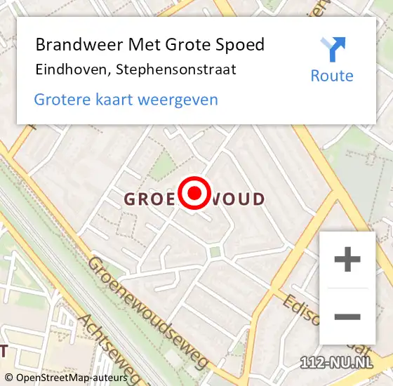 Locatie op kaart van de 112 melding: Brandweer Met Grote Spoed Naar Eindhoven, Stephensonstraat op 30 juni 2021 11:55