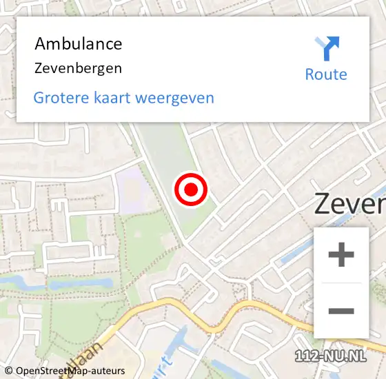 Locatie op kaart van de 112 melding: Ambulance Zevenbergen op 30 juni 2021 14:01
