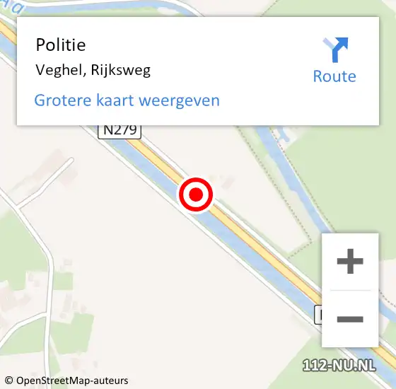 Locatie op kaart van de 112 melding: Politie Veghel, Rijksweg op 30 juni 2021 16:01