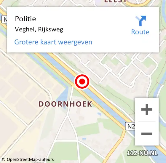 Locatie op kaart van de 112 melding: Politie Veghel, Rijksweg op 30 juni 2021 17:57