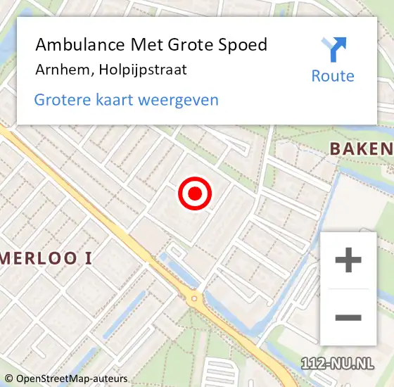 Locatie op kaart van de 112 melding: Ambulance Met Grote Spoed Naar Arnhem, Holpijpstraat op 30 juni 2021 23:13