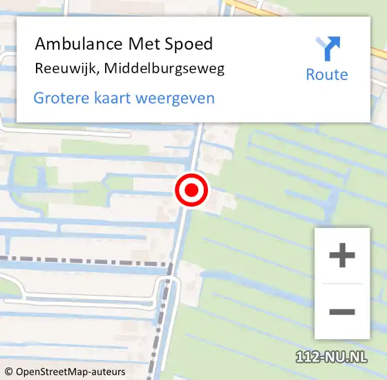 Locatie op kaart van de 112 melding: Ambulance Met Spoed Naar Reeuwijk, Middelburgseweg op 1 juli 2021 04:13