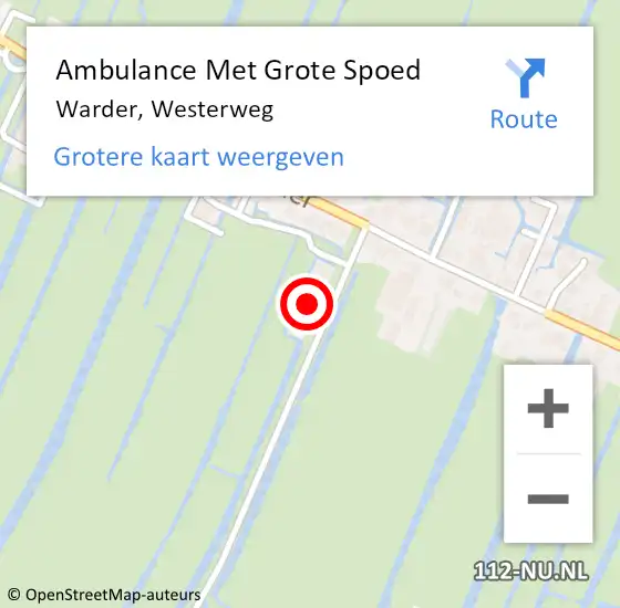 Locatie op kaart van de 112 melding: Ambulance Met Grote Spoed Naar Warder, Westerweg op 1 juli 2021 04:13