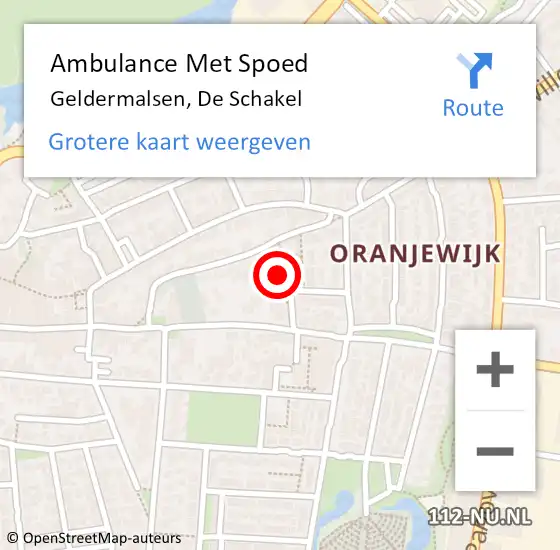 Locatie op kaart van de 112 melding: Ambulance Met Spoed Naar Geldermalsen, De Schakel op 1 juli 2021 06:29