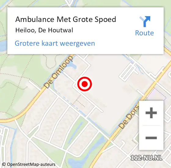 Locatie op kaart van de 112 melding: Ambulance Met Grote Spoed Naar Heiloo, De Houtwal op 1 juli 2021 09:10