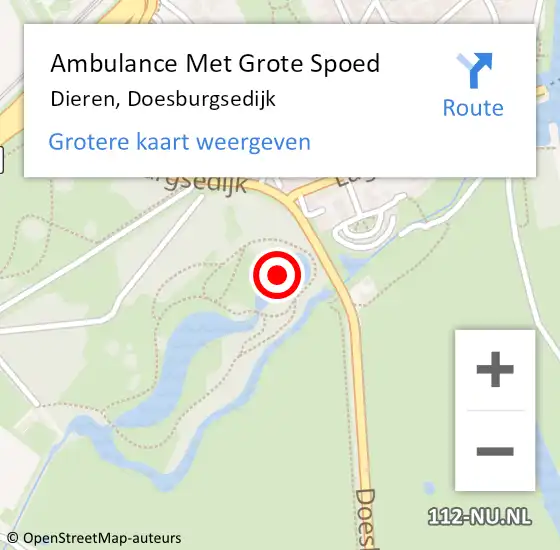 Locatie op kaart van de 112 melding: Ambulance Met Grote Spoed Naar Dieren, Doesburgsedijk op 1 juli 2021 12:32
