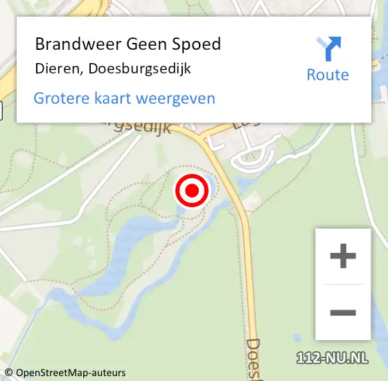 Locatie op kaart van de 112 melding: Brandweer Geen Spoed Naar Dieren, Doesburgsedijk op 1 juli 2021 12:33