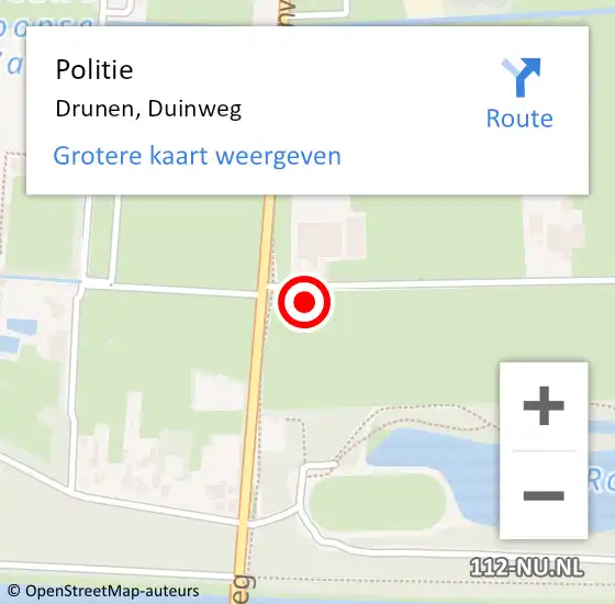 Locatie op kaart van de 112 melding: Politie Drunen, Duinweg op 1 juli 2021 14:03