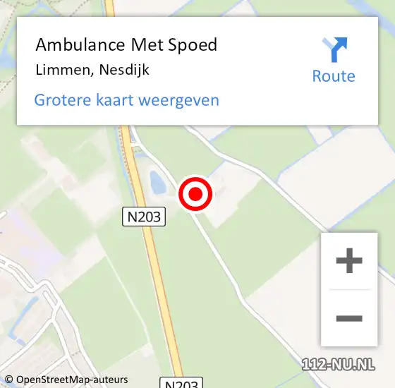 Locatie op kaart van de 112 melding: Ambulance Met Spoed Naar Limmen, Nesdijk op 1 juli 2021 14:55