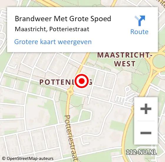 Locatie op kaart van de 112 melding: Brandweer Met Grote Spoed Naar Maastricht, Potteriestraat op 1 juli 2021 15:09