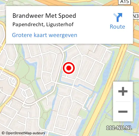 Locatie op kaart van de 112 melding: Brandweer Met Spoed Naar Papendrecht, Ligusterhof op 1 juli 2021 16:33