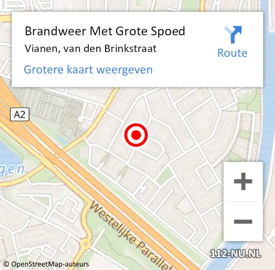 Locatie op kaart van de 112 melding: Brandweer Met Grote Spoed Naar Vianen, van den Brinkstraat op 1 juli 2021 17:24
