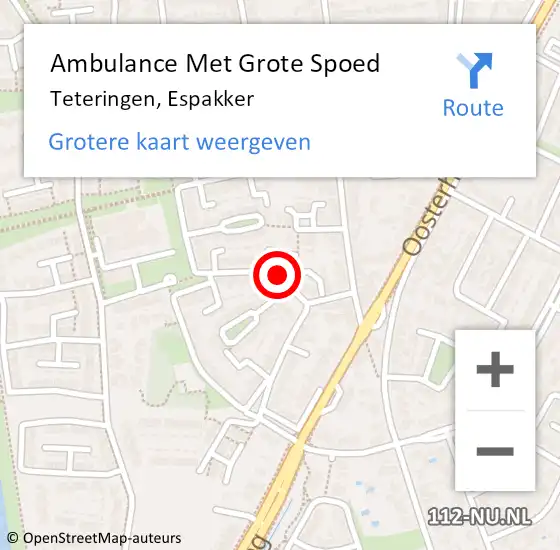 Locatie op kaart van de 112 melding: Ambulance Met Grote Spoed Naar Teteringen, Espakker op 1 juli 2021 21:54