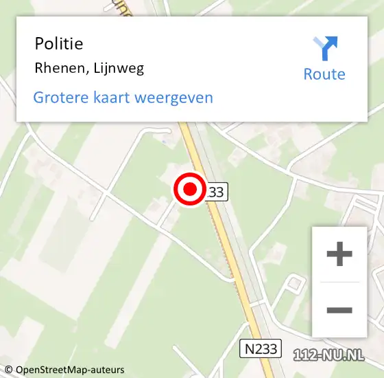 Locatie op kaart van de 112 melding: Politie Rhenen, Lijnweg op 2 juli 2021 08:02