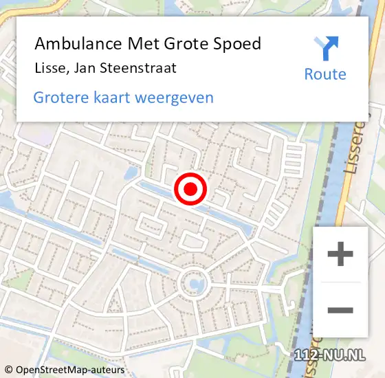 Locatie op kaart van de 112 melding: Ambulance Met Grote Spoed Naar Lisse, Jan Steenstraat op 2 juli 2021 10:56