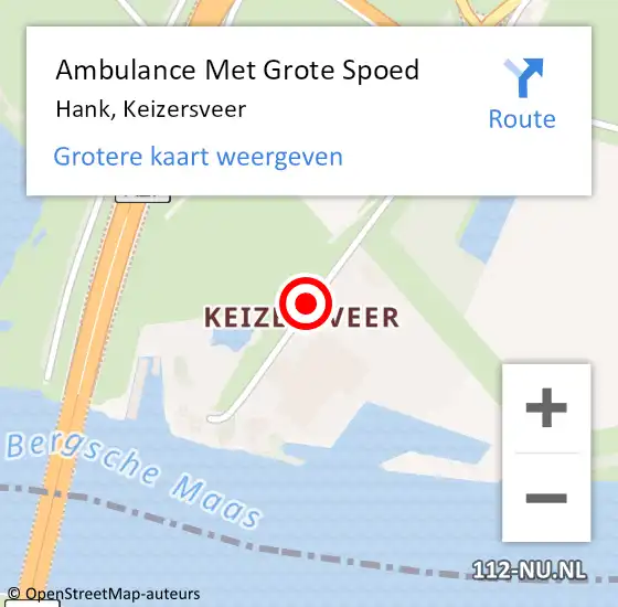 Locatie op kaart van de 112 melding: Ambulance Met Grote Spoed Naar Hank, Keizersveer op 2 juli 2021 13:12