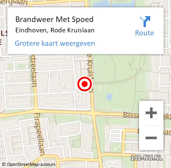 Locatie op kaart van de 112 melding: Brandweer Met Spoed Naar Eindhoven, Rode Kruislaan op 2 juli 2021 19:33