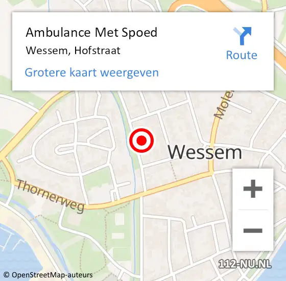Locatie op kaart van de 112 melding: Ambulance Met Spoed Naar Wessem, Hofstraat op 2 juli 2021 21:10