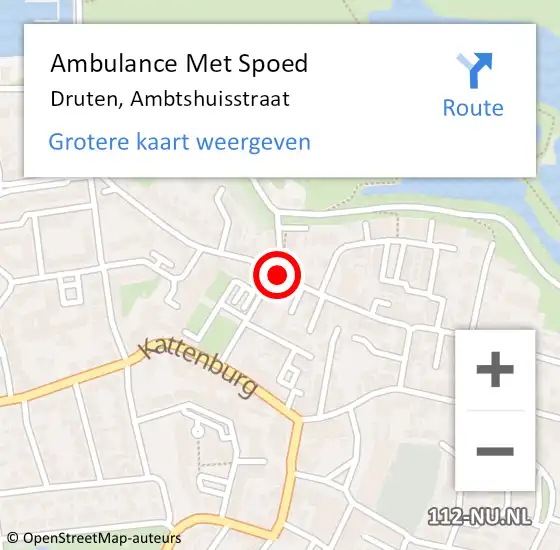 Locatie op kaart van de 112 melding: Ambulance Met Spoed Naar Druten, Ambtshuisstraat op 2 juli 2021 22:09