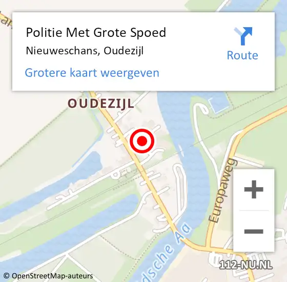 Locatie op kaart van de 112 melding: Politie Met Grote Spoed Naar Nieuweschans, Oudezijl op 2 juli 2021 23:23