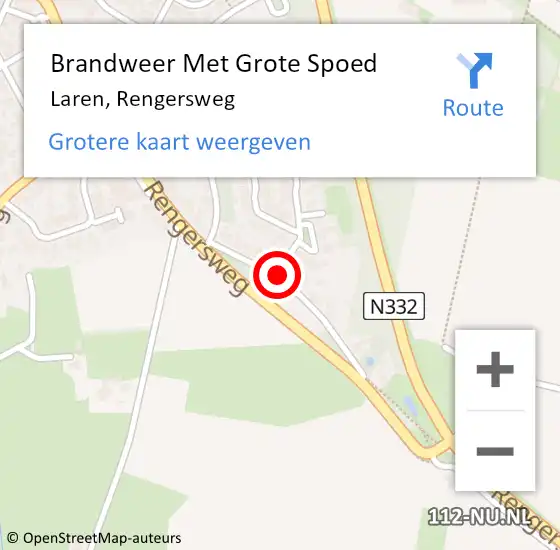 Locatie op kaart van de 112 melding: Brandweer Met Grote Spoed Naar Laren, Rengersweg op 3 juli 2021 03:31